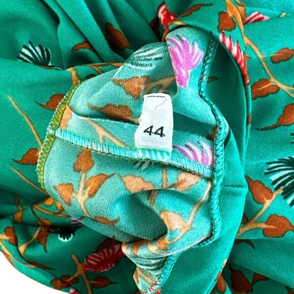 Travona Italy Vintage Green Colorful Floral Wrap Tie Waist Top Blouse Retro 44 - Picture 4 of 5